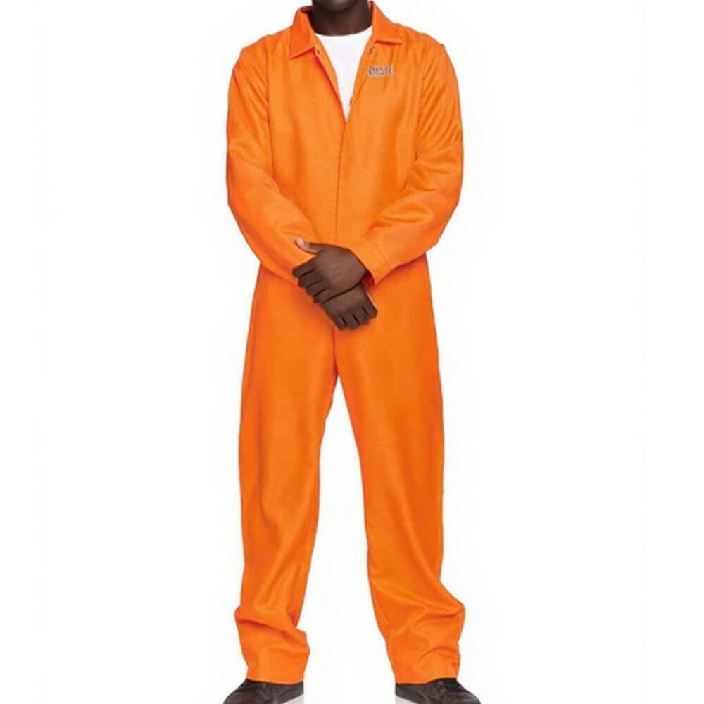 5343 Prisoner Jumpsuit Jail Costume Halloween Jail Playsuit Adult Inmate